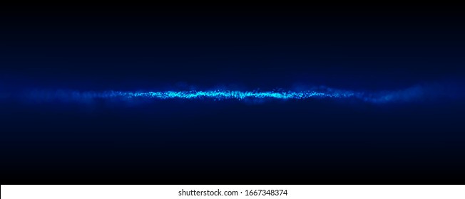 Abstract Vector Background. Flowing Energy Particles. Wave of Blurred Circles. 3d futuristic technology style. Random Topology Dots. Vector Bokeh Illustration.