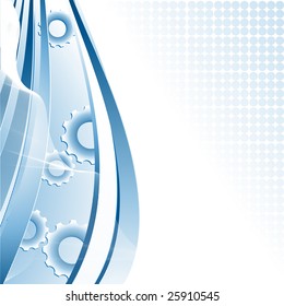 abstract vector  background with flowing lines and gears