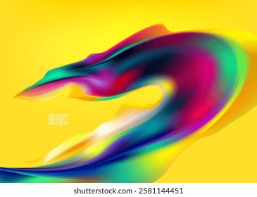 Abstract vector background of fluid 3D iridescent shape. Elegant liquid colorful wallpaper.