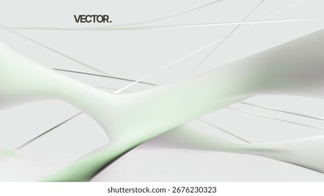 Vetor de fundo abstrato com linhas fluidas e luz verde acentos para apelo visual