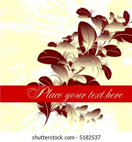 Abstract vector background with flying feathers