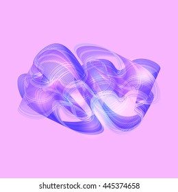 Abstract vector background, fractal futuristic wavy line illustration 