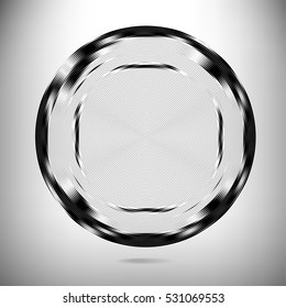 Abstract vector background with frame of black and white concentric stripes.