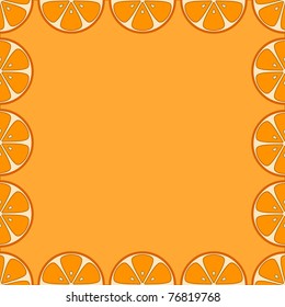 Abstract vector background, frame from fruits, segments of oranges