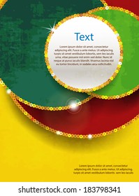 Abstract vector background with frame and sequins