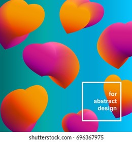 Abstract vector background with frame for your text. 3d blend hearts