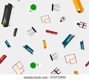Abstract vector background with furniture. Furniture and interior.