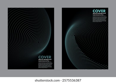 Abstract vector background with futuristic concentric circular patterns. A modern design featuring smooth gradient lines from a vortex effect on dark background for cover, poster, digital media.