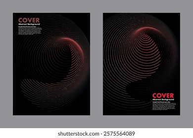 Abstract vector background with futuristic concentric circular patterns. A modern design featuring smooth gradient lines from a vortex effect on dark background for cover, poster, digital media.