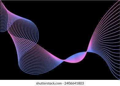 Abstract vector background with futuristic neon waves, dynamic motion, and smooth gradients