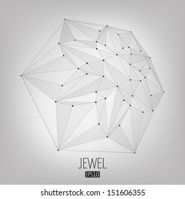 Abstract vector background. Futuristic style card. Elegant background for business presentations. Lines, point, planes in 3d space. Jewel, gem.