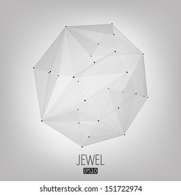 Abstract vector background. Futuristic style card. Elegant background for business presentations. Lines, point, planes in 3d space. Jewel, gem.