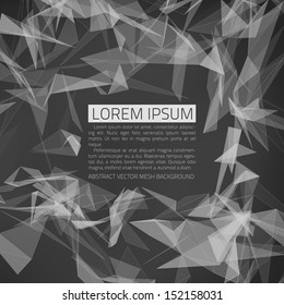 Abstract vector background. Futuristic style card. Elegant background for business presentations. Lines, point, planes in 3d space. Black and white.