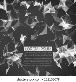 Abstract vector background. Futuristic style card. Elegant background for business presentations. Lines, point, planes in 3d space. Black and white.