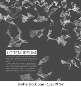 Abstract vector background. Futuristic style card. Elegant background for business presentations. Lines, point, planes in 3d space. Black and white.