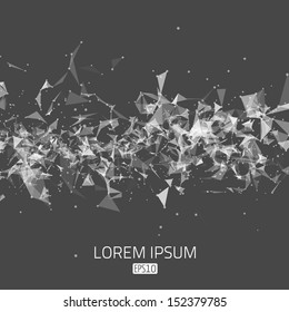 Abstract vector background. Futuristic style card. Elegant background for business presentations. Lines, point, planes in 3d space. Black and white.