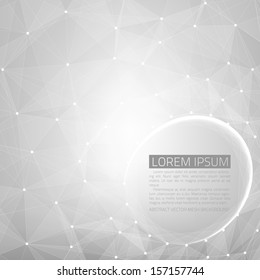 Abstract vector background. Futuristic style card. Elegant background for business presentations. Lines, point, planes in 3d space. Glowing sphere.
