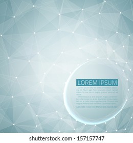 Abstract vector background. Futuristic style card. Elegant background for business presentations. Lines, point, planes in 3d space. Glowing sphere.