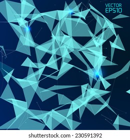Abstract vector background. Futuristic style card. Elegant background for business presentations. Lines, point, planes in 3d space.