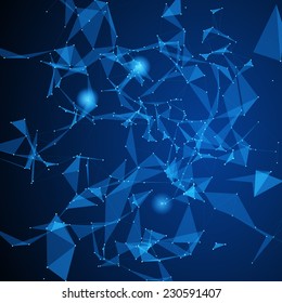 Abstract vector background. Futuristic style card. Elegant background for business presentations. Lines, point, planes in 3d space.