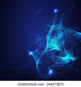 Abstract vector background. Futuristic style card. Elegant background for business presentations. Lines, point, planes in 3d space.