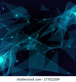 Abstract vector background. Futuristic style card. Elegant background for business presentations. Lines, point, planes in 3d space.