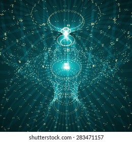 Abstract vector background. Futuristic style card. Elegant background for business presentations. Lines, point, planes in 3d space.