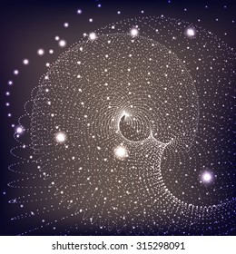 Abstract vector background. Futuristic style card. Elegant background for business presentations. Lines, point, planes in 3d space.
