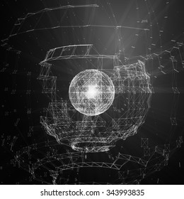 Abstract vector background. Futuristic style card. Elegant background for business presentations. Lines, point, planes in 3d space.