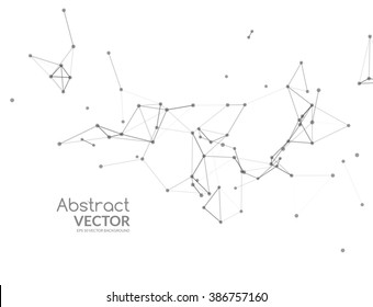 Abstract vector background. Futuristic style card. Background for business presentations. Molecular structure. Lines, point, planes in 3d space. Cybernetic dots, creative banner.