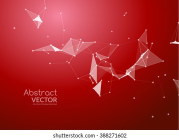 Abstract vector background. Futuristic style card. Background for business presentations. Molecular structure. Lines, point, planes in 3d space. Cybernetic dots, creative banner.