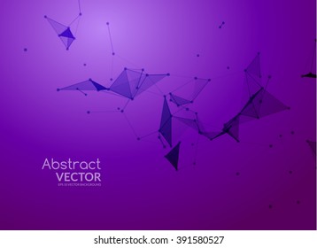 Abstract vector background. Futuristic style card. Background for business presentations. Molecular structure. Lines, point, planes in 3d space. Cybernetic dots, creative banner.