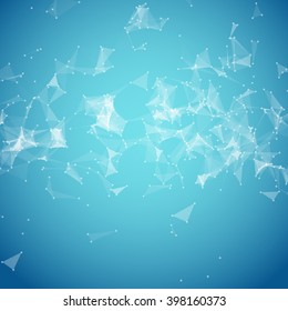 Abstract vector background. Futuristic style card. Background for business presentations. Molecular structure. Lines, point, planes in 3d space. Cybernetic dots, creative banner.