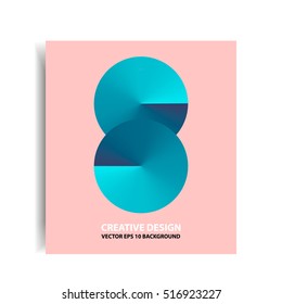 Abstract vector background geometric circle shape isolated on card, concept design template for business banner, cover, flyer, promo, blue colors, vector eps 10
