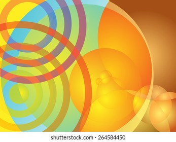 abstract vector background with geometric circles - orange rear with color wheel