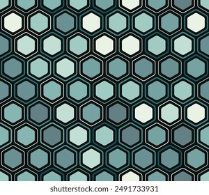 Abstract vector background. Geometric elements of varied style and color. Honeycomb cells. Tileable pattern. Seamless background. Creative vector illustration.