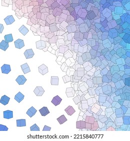 
Resumen del fondo vectorial. Cifras geométricas. Cubos azules y morados.