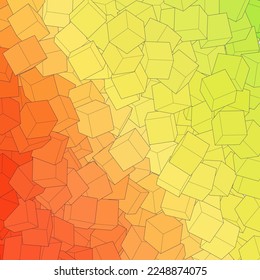 Abstract vector background. Geometric figures. Color cubes. Yellow, orange and green.
