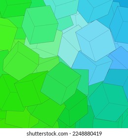 Abstract vector background. Geometric figures. Blue-green cubes.