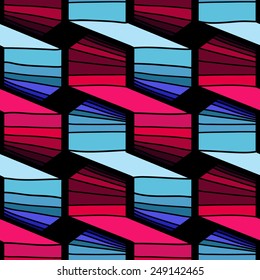 Abstract vector background. Geometric hand drawn pattern. Seamless