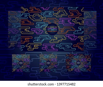 abstract vector background with geometric neon shapes