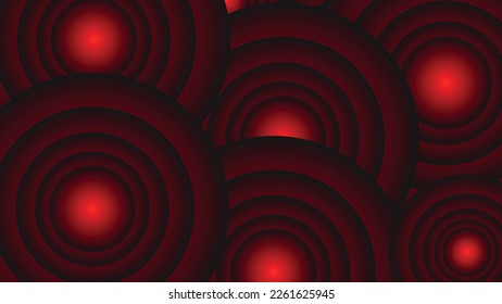 Abstract vector background. Geometric shapes in a gradient crimson-black color. Gradient, red, black, circle. Dark vector background. 3D effect, modern, trendy.