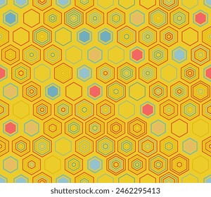 Abstract vector background. Geometric shapes of varied style and color. Hexagonal shapes. Tileable pattern. Seamless background. Creative vector illustration.