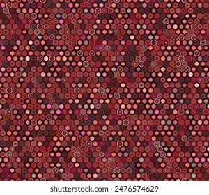 Abstract vector background. Geometric shapes of varied style and color. Regular hexagon shapes. Tileable pattern. Seamless background. Creative vector illustration.