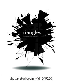 Abstract vector background with geometric shapes intersecting , triangles, dots,Cosmic design