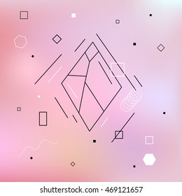 Abstract vector background with geometric shapes on holographic background.