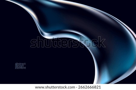 Abstract vector background of glass iridescent shape. Liquid glass wallpaper.