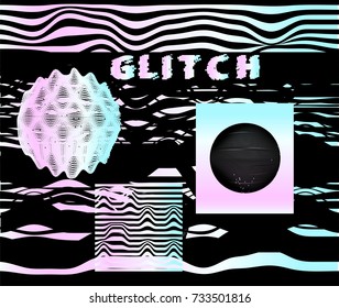 Abstract vector background with glitched elements. Vaporwave/ webpunk style.