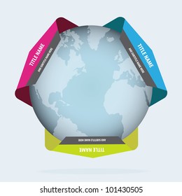 Abstract vector background with globe and labels