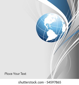 abstract vector background with globe and lines